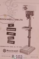 Rockwell-Delta-Rockwell Delta Operators Instruction Parts Lists 17 Inch Drill Press Manual-17 Inch-17\"-01